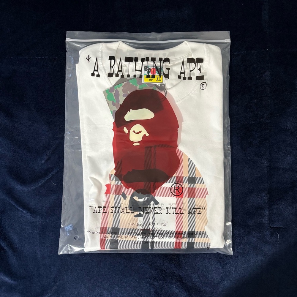 Bape  White Graphic Tee with Ape Logo